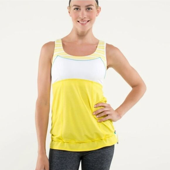 LULULEMON RUN TA TA TOPPER Yellow Tank Top Activewear Size Small - Picture 8 of 9